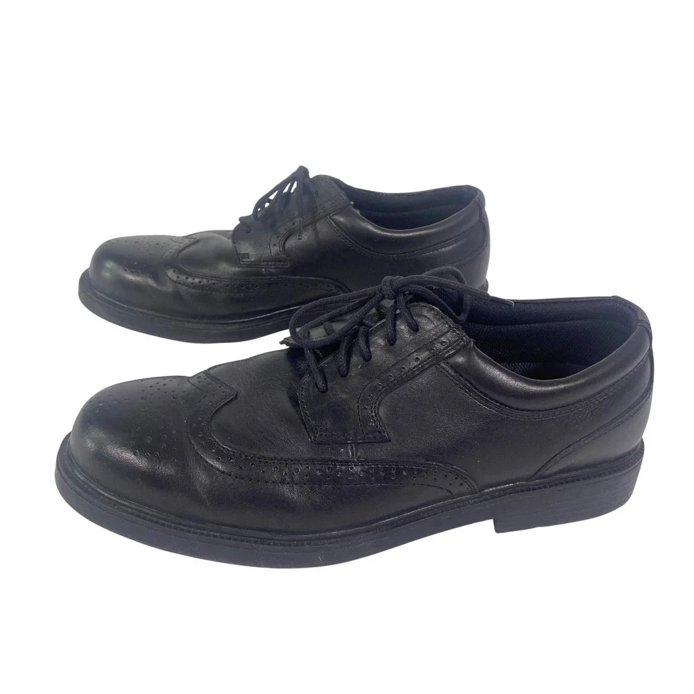 Nunn Bush Leather Dress Shoes Men's 10.5 M Black Wingtip Oxford Comfort Gel